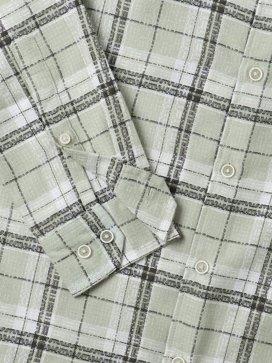 Mint Green & Black Dobby Checkered Shirt