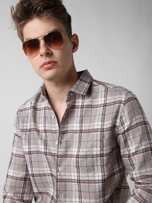 Multicolour Jacquard Checkered Shirt