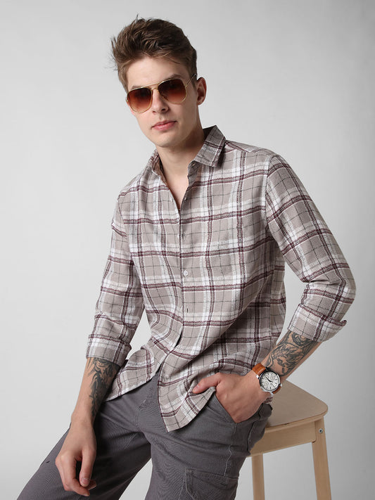Multicolour Jacquard Checkered Shirt