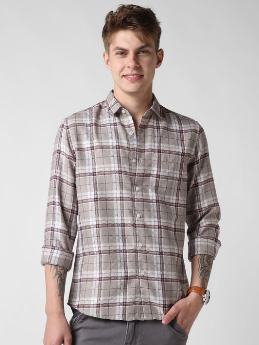 Multicolour Jacquard Checkered Shirt