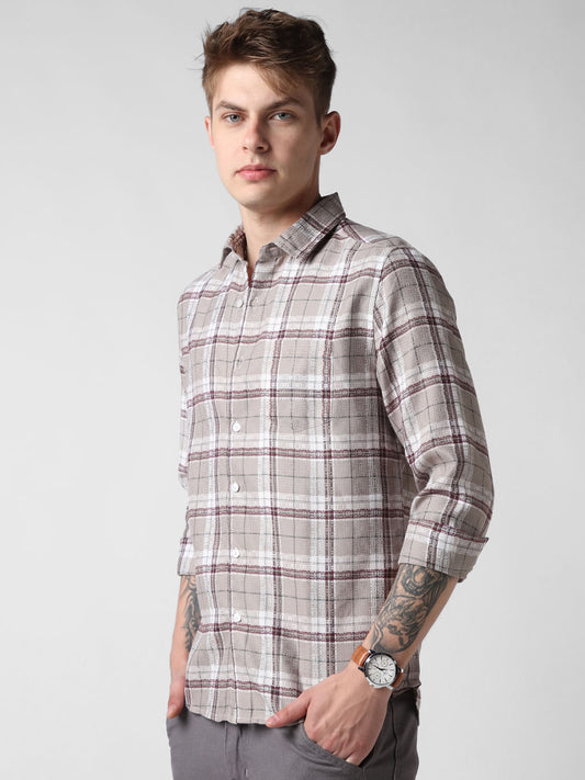 Multicolour Jacquard Checkered Shirt