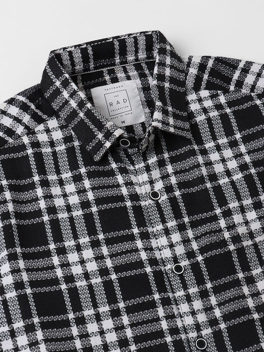 Black & White Dobby Checkered Shirt