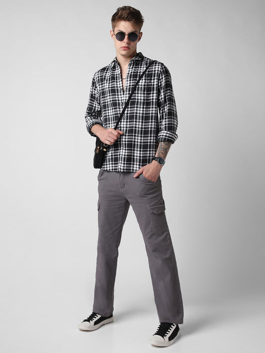 Black & White Dobby Checkered Shirt