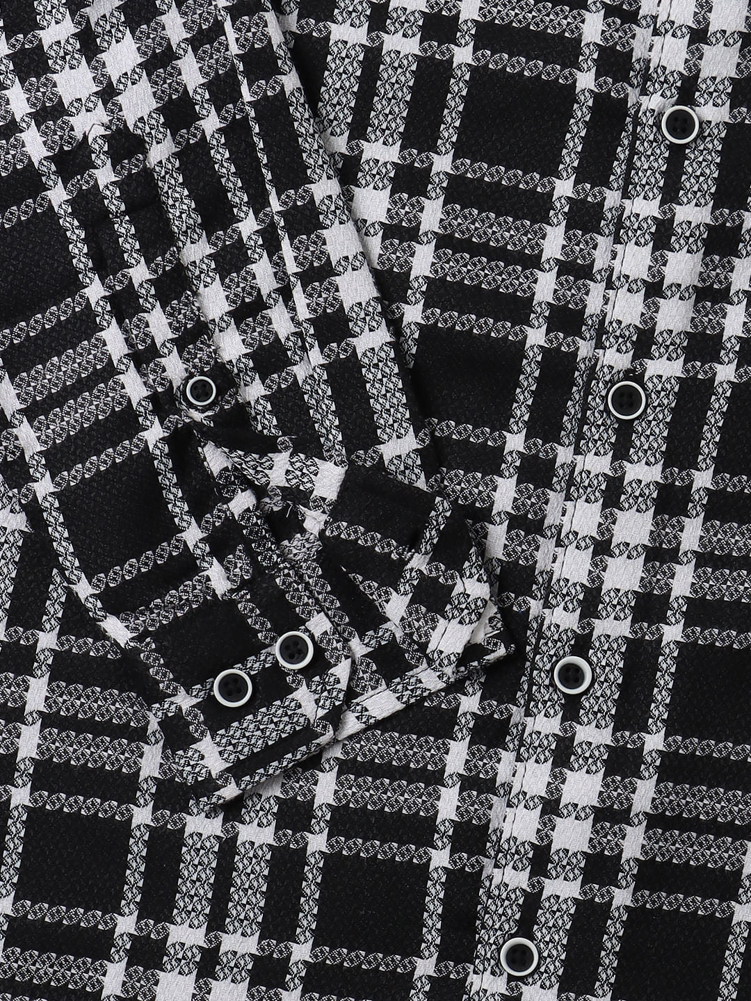 Black & White Dobby Checkered Shirt
