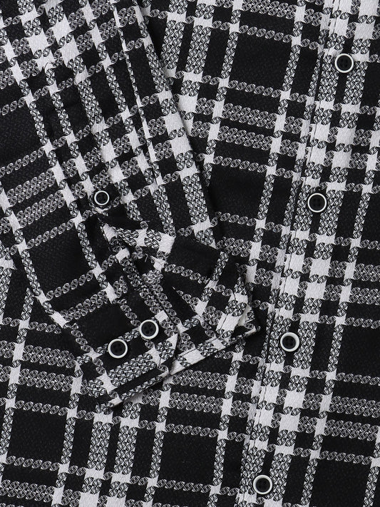 Black & White Dobby Checkered Shirt