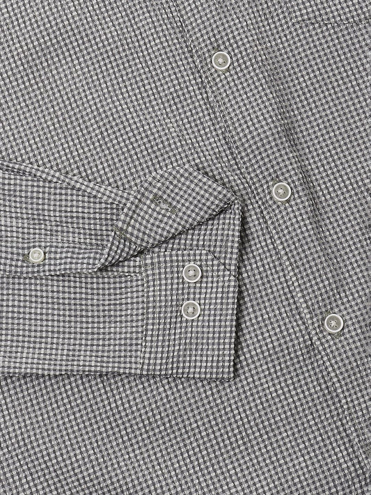 Olive Tiny Checkered Seersucker Shirt