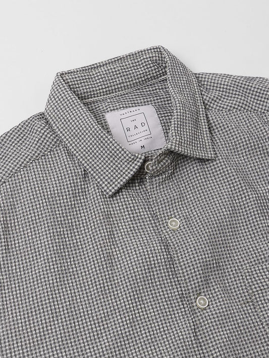 Olive Tiny Checkered Seersucker Shirt