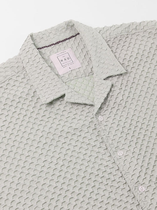 Cloud Grey Embossed Patterned Oversized Shirt
