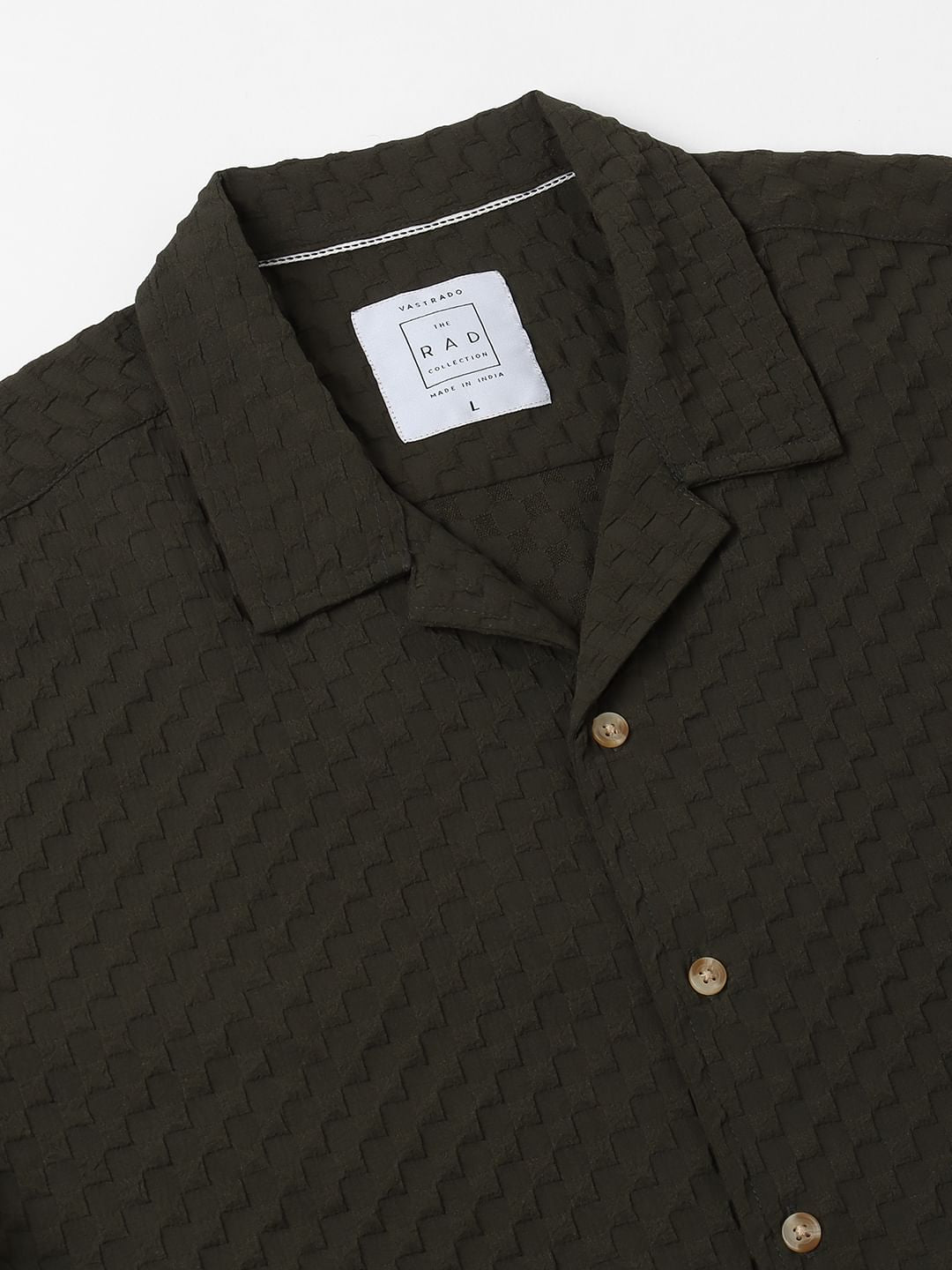 Avocado Green Embossed Patterned Oversized Shirt