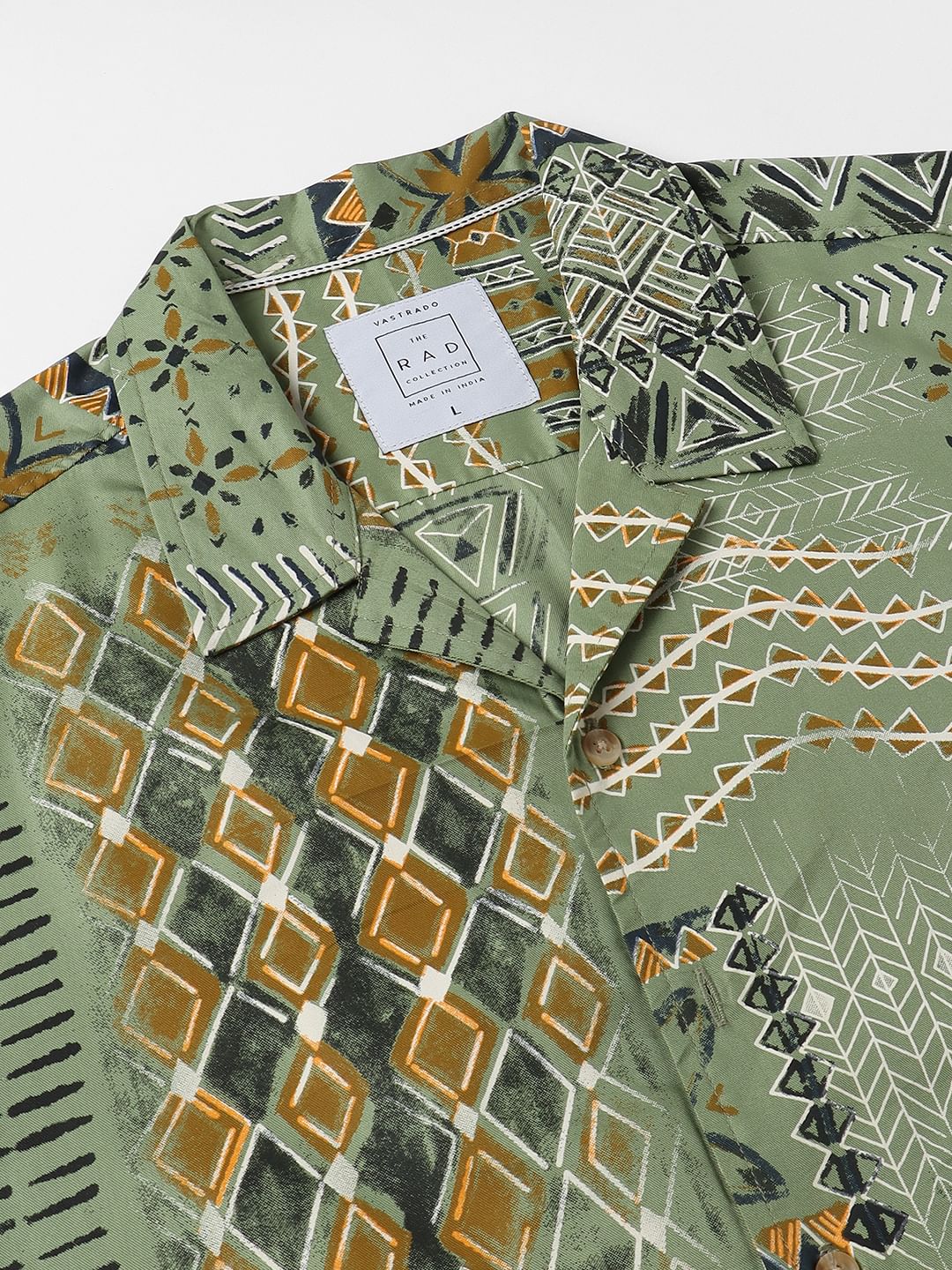 Green Indie Folk Printed Oversized Shirt