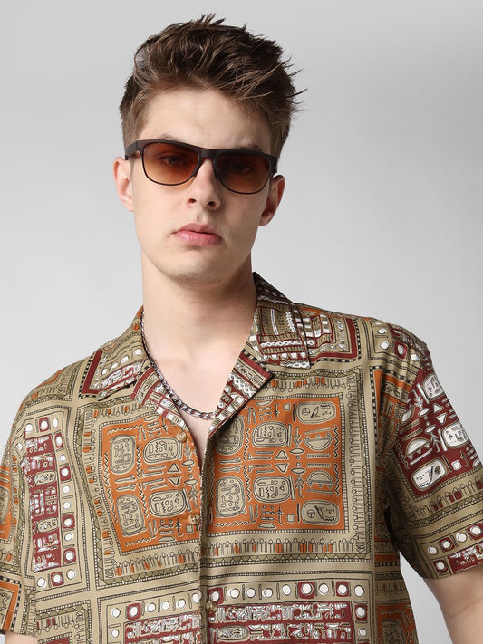 Multicolour Egyptian Printed Oversized Shirt