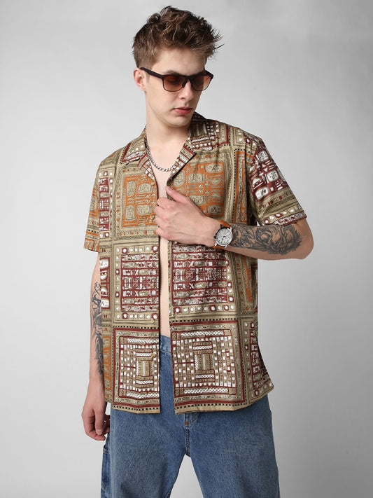 Multicolour Egyptian Printed Oversized Shirt