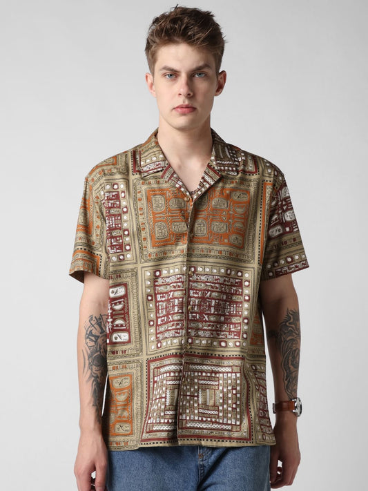 Multicolour Egyptian Printed Oversized Shirt