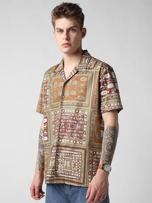 Multicolour Egyptian Printed Oversized Shirt