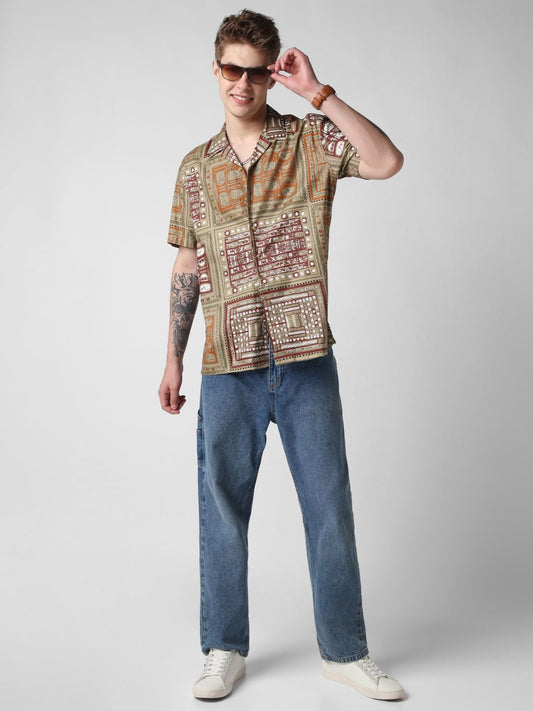 Multicolour Egyptian Printed Oversized Shirt