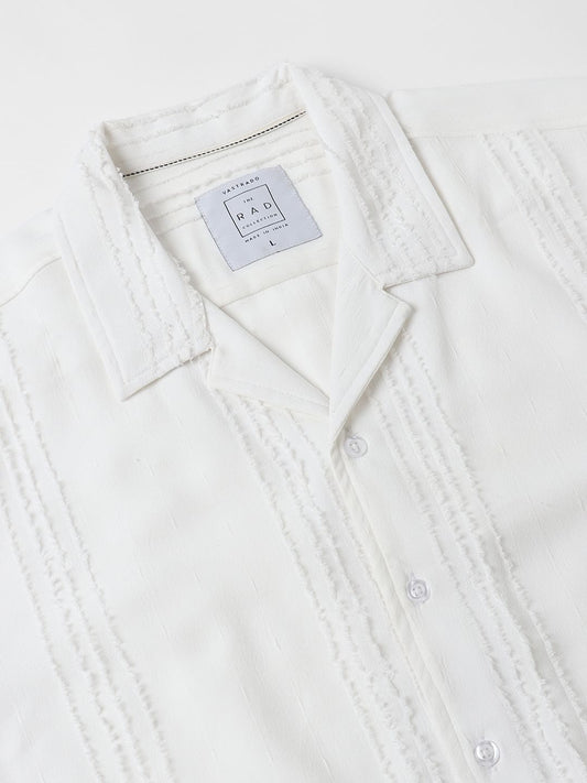 Classic White Textured Oversized Shirt