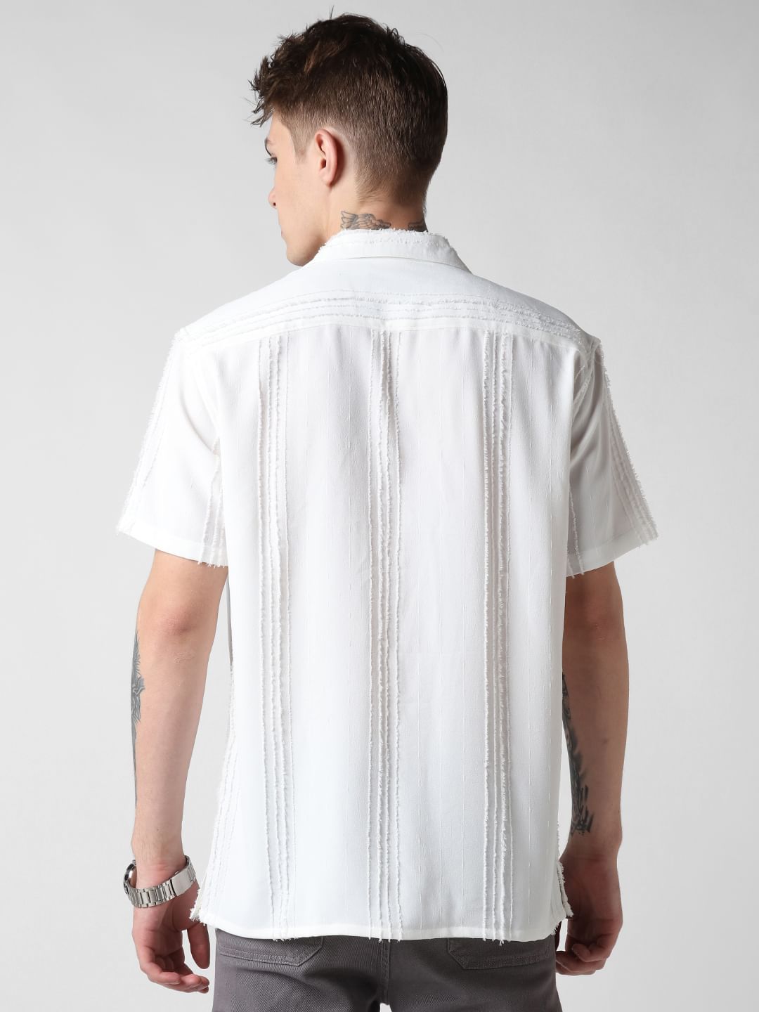 Classic White Textured Oversized Shirt