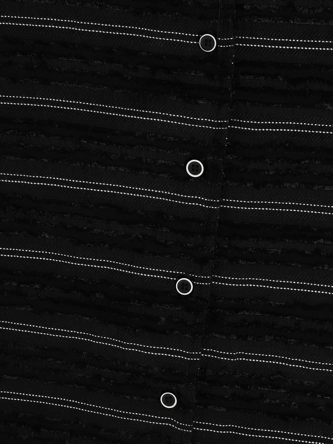 Black Even Stripe Frayed Oversized Shirt