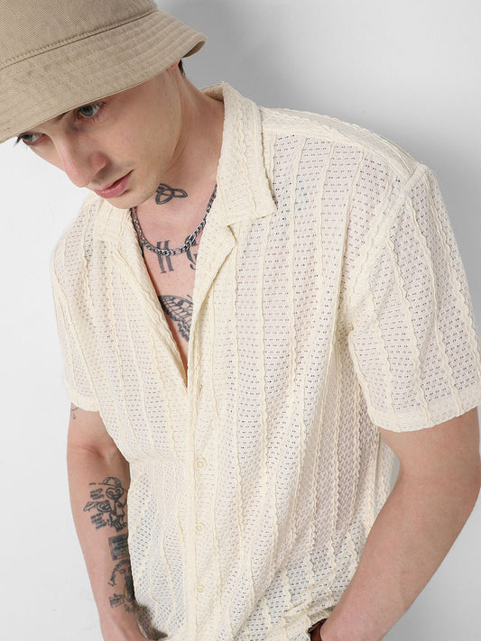 Exquisite AeroMesh Ivory Oversized Shirt