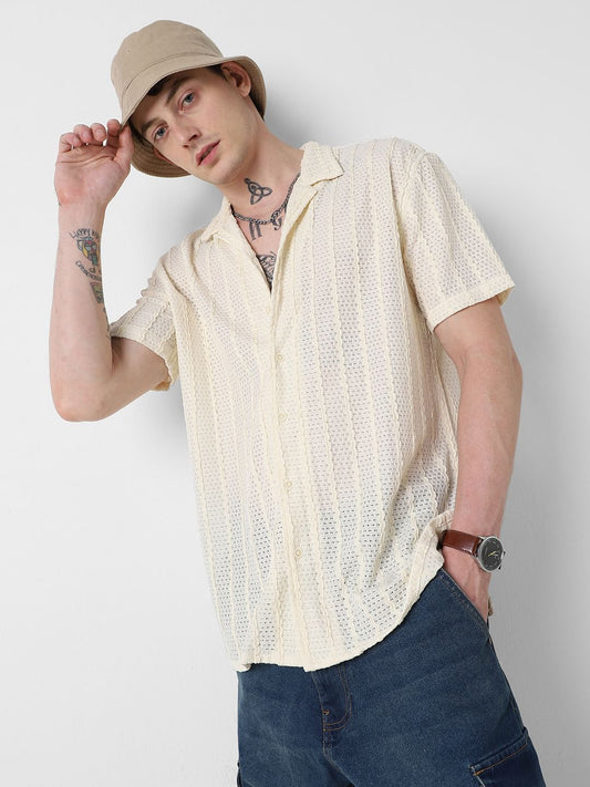 Exquisite AeroMesh Ivory Oversized Shirt