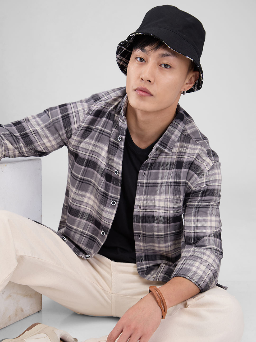 Premium Cotton Smokey Grey Plaid Checkered Shirt