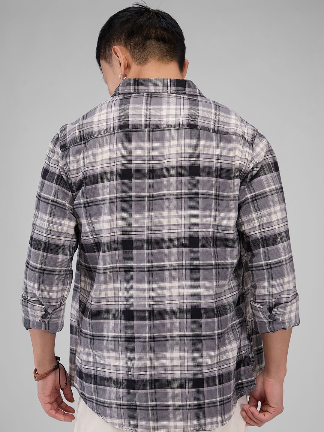 Premium Cotton Smokey Grey Plaid Checkered Shirt
