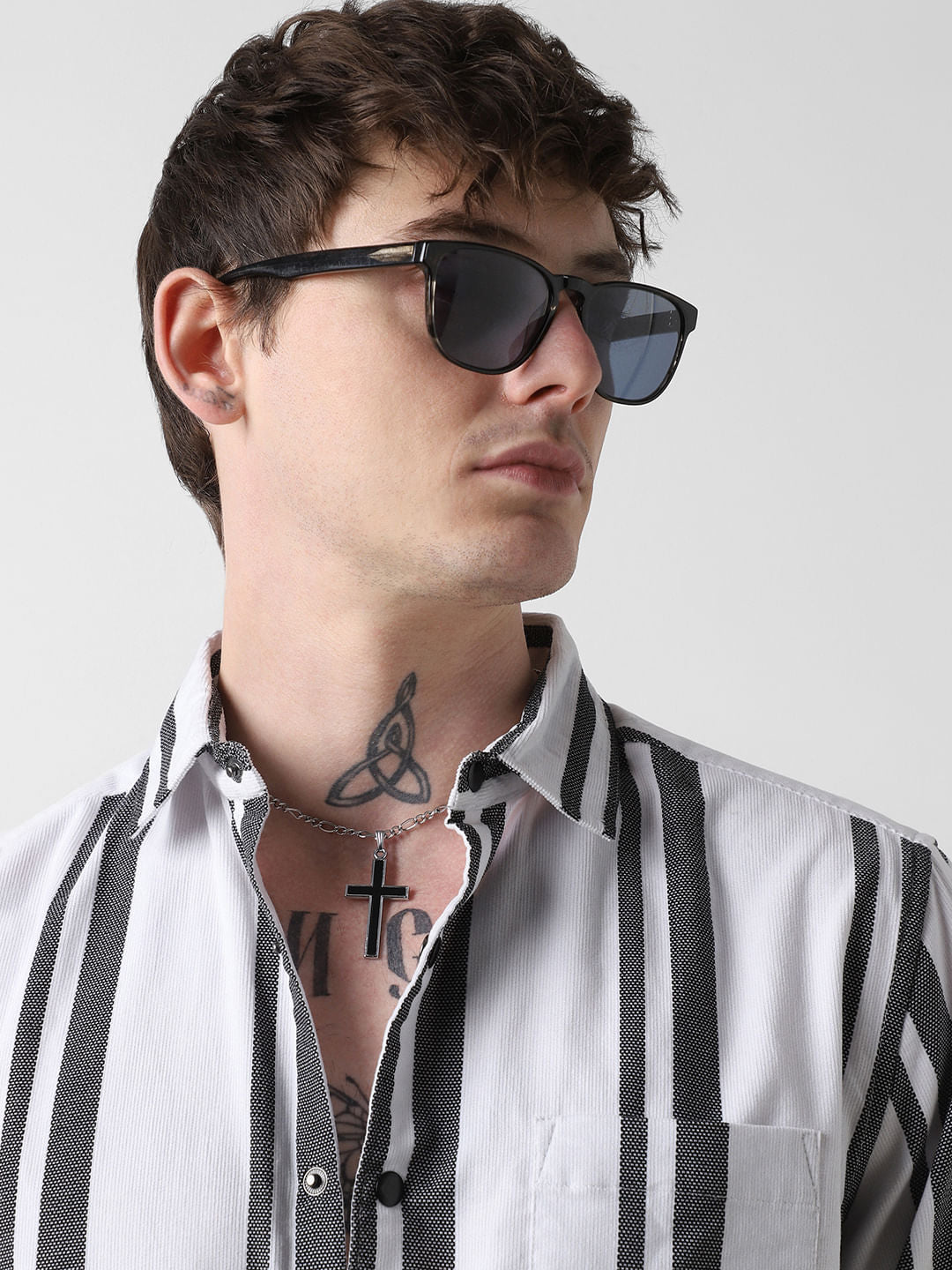 Monochrome Corduroy Striped Shirt