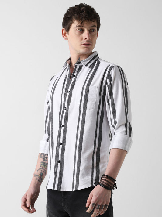 Monochrome Corduroy Striped Shirt