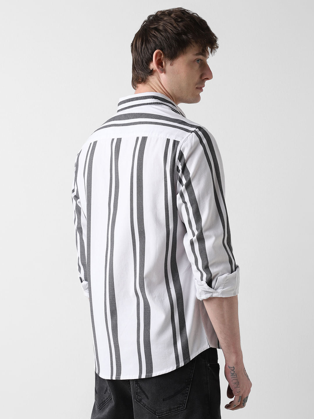 Monochrome Corduroy Striped Shirt