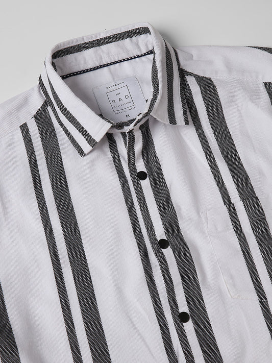 Monochrome Corduroy Striped Shirt