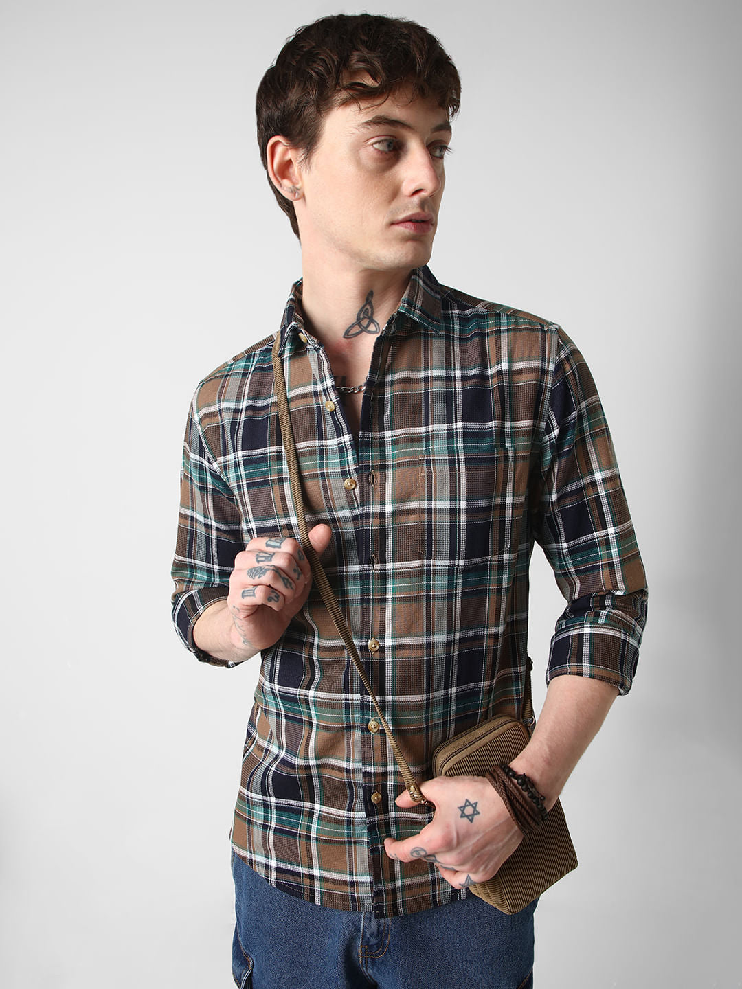 Premium Giza Cotton Multicolour Tartan Checked Shirt
