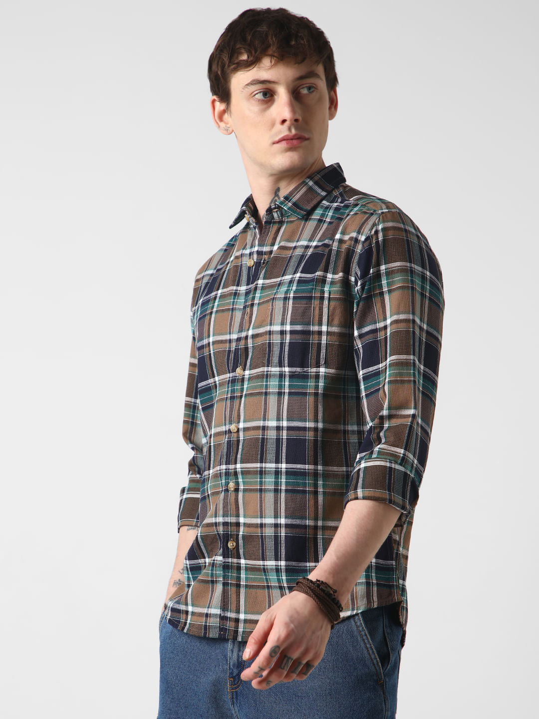 Premium Giza Cotton Multicolour Tartan Checked Shirt
