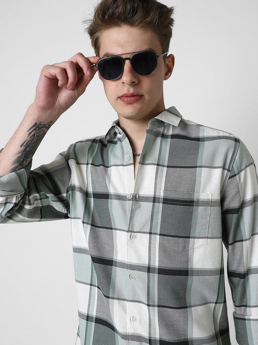 Premium Giza Cotton Dobby Checkered Shirt