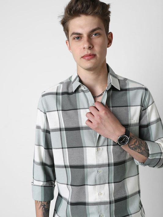 Premium Giza Cotton Dobby Checkered Shirt