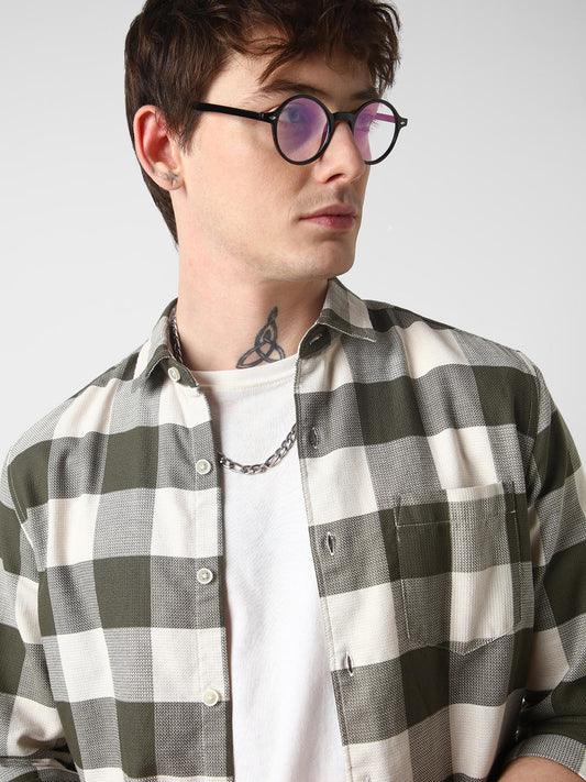 Box Checks Olive Shirt