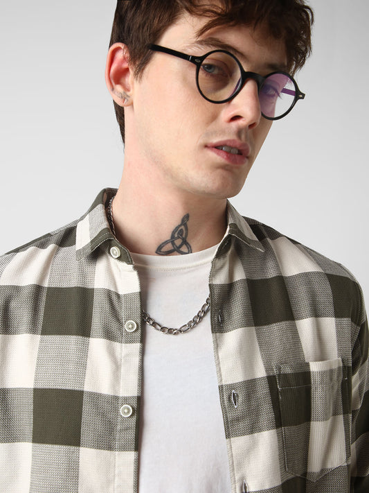 Box Checks Olive Shirt
