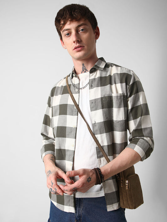 Box Checks Olive Shirt