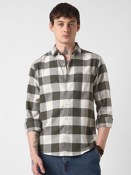 Box Checks Olive Shirt