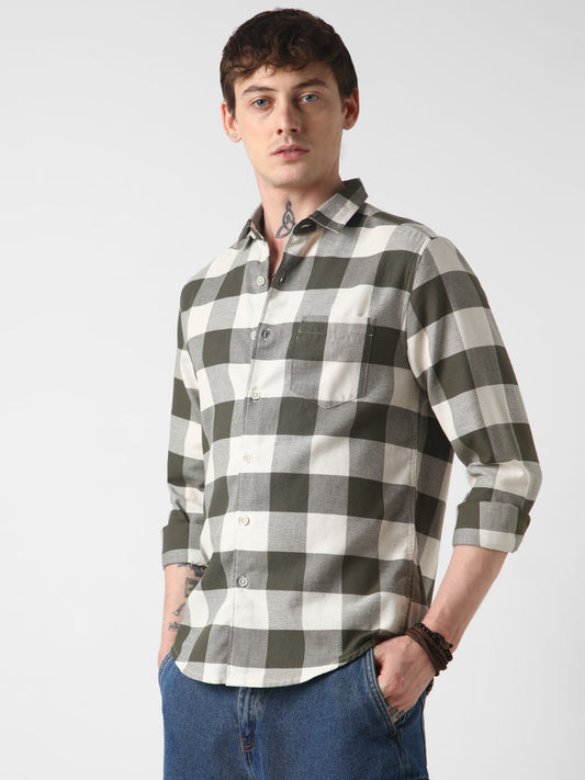 Box Checks Olive Shirt