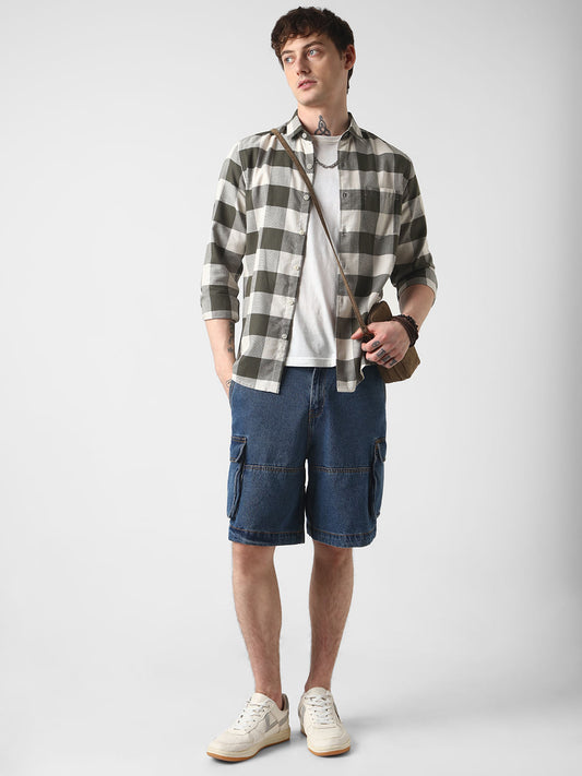 Box Checks Olive Shirt