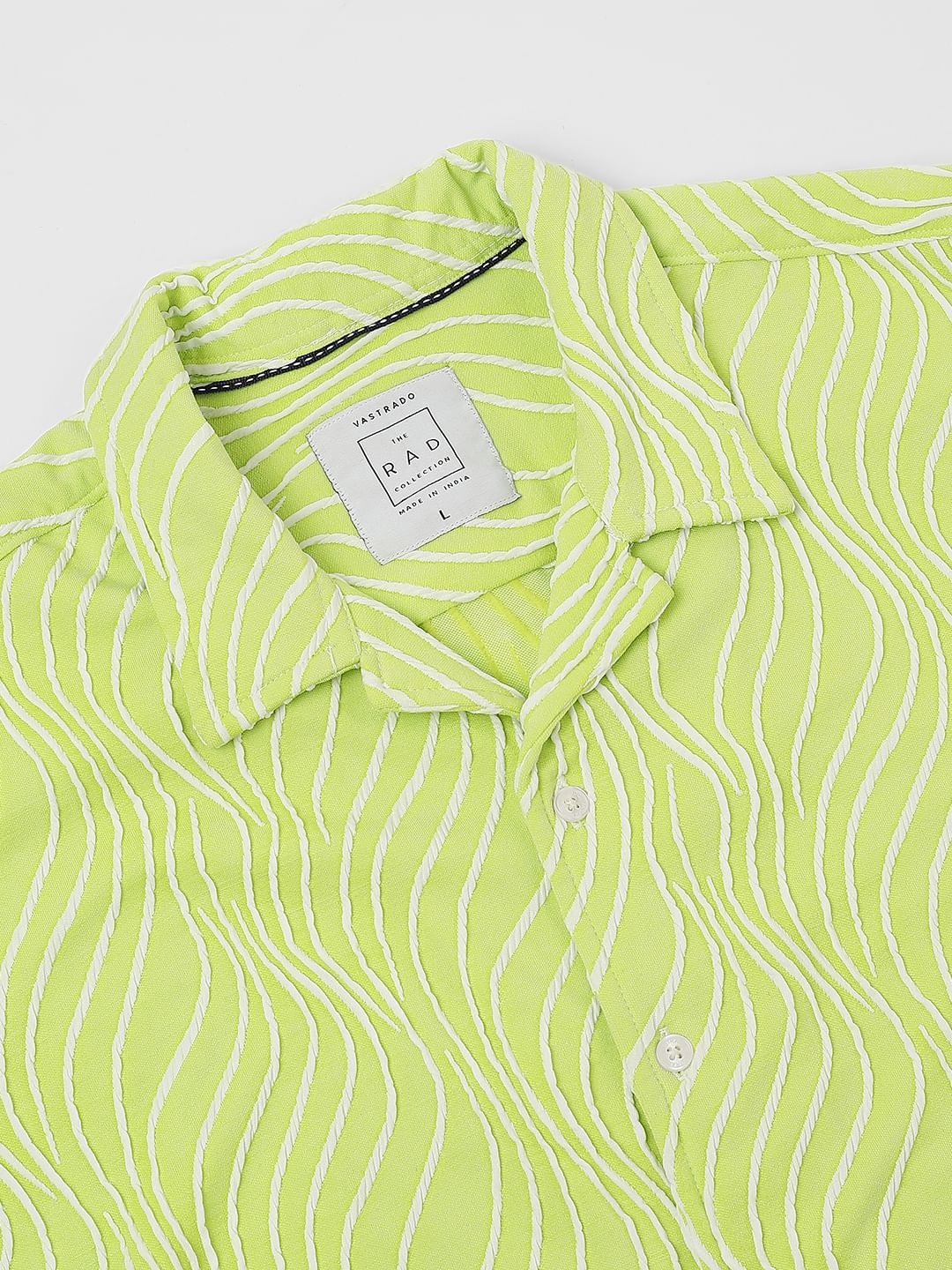 Lime Green Wavy Patterned Oversized Shirt