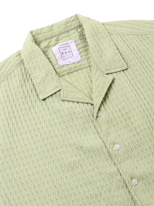 Tea Green Textured Oversized Shirt