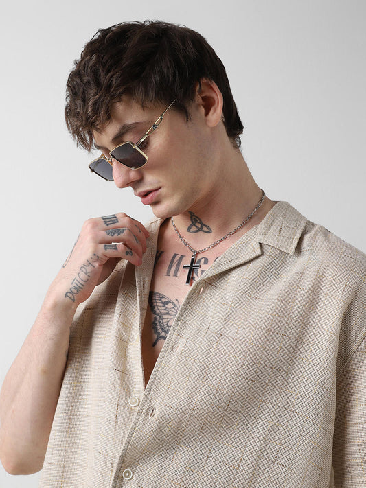 Timeless Beige Jute Oversized Shirt