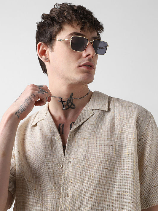 Timeless Beige Jute Oversized Shirt
