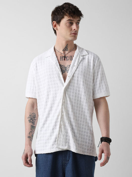 Snowy Diamond Jacquard Oversized Shirt