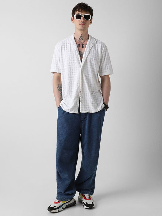 Snowy Diamond Jacquard Oversized Shirt
