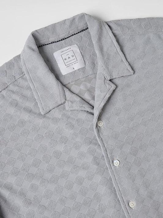 Glacier Grey Lozenge Jacquard Oversized Shirt