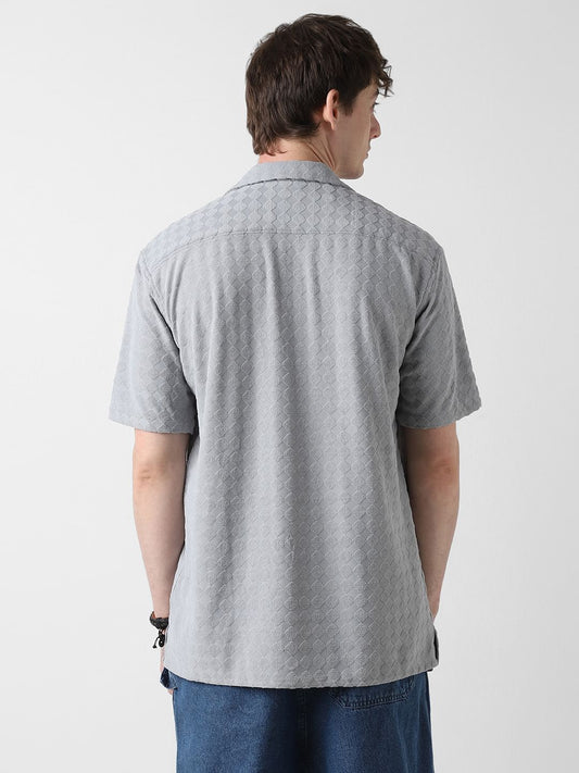 Glacier Grey Lozenge Jacquard Oversized Shirt