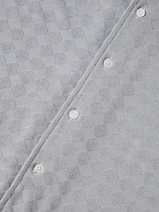 Glacier Grey Lozenge Jacquard Oversized Shirt