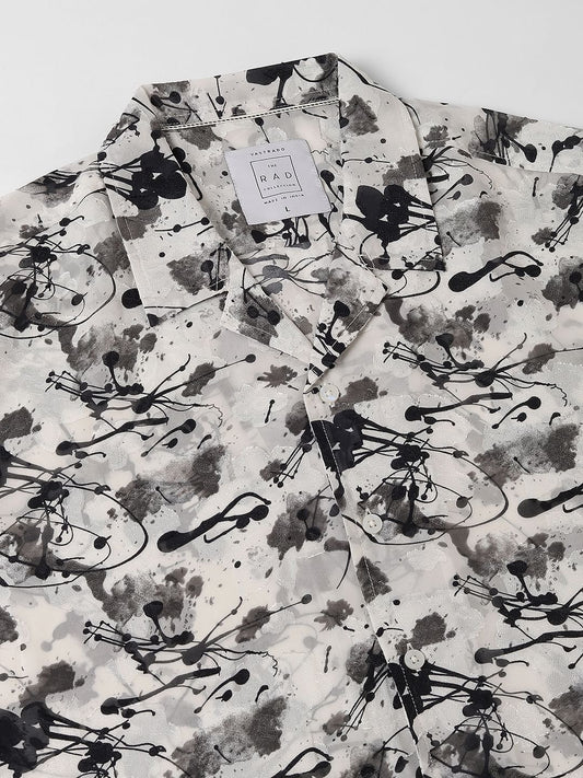 Black Burn Out Splash Oversized Shirt